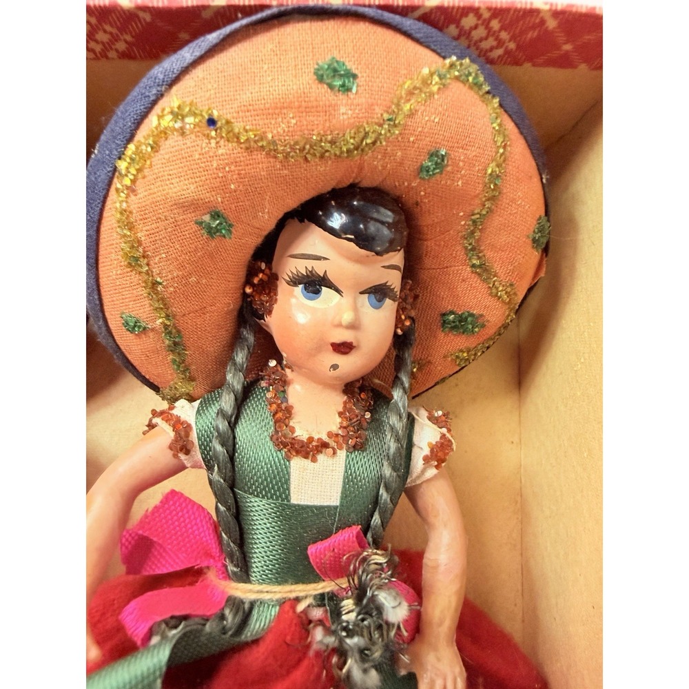 Vintage Mexican Folk Art Dolls Couple Man & Woman in Original Box Souvenir - Picture 4 of 5